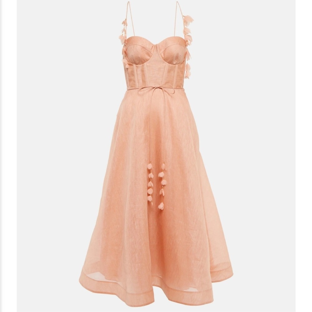 Zimmermann Apricot Midi Dress in Coral